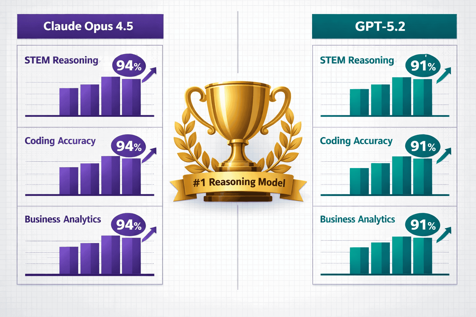 Landscape format (1536x1024) detailed comparison infographic showing side-by-side benchmark performance charts for Claude Opus 4.5 and GPT-5